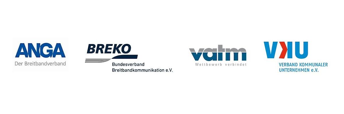 Logos der Verbände ANGA, BREKO, vatm, VKU